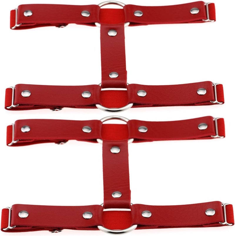 Outman Adjustable Elastice 2 Rows Leather Leg Harness Garter Belt Punk Gothic Thigh Ring Garter - Image 1